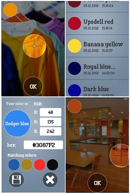 Przykładowe screeny z działania aplikacji Color Helper 4 Men
