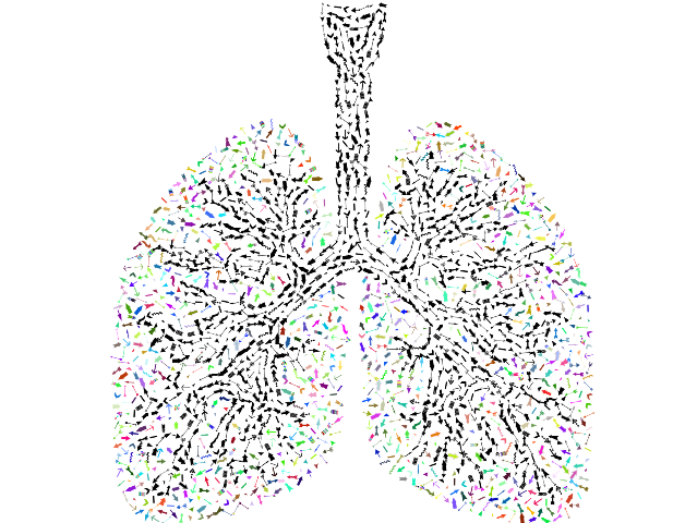 obrazek płuc z kolorowych małych strzałek