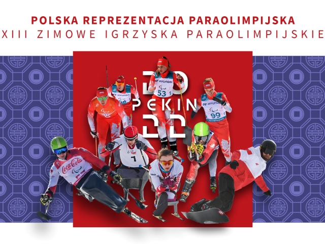 grafika przedstawiająca dziewięciu zawodników, którzy będą reprezentować Polskę na Zimowych Igrzyskach w Pekinie