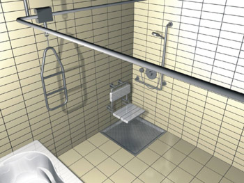 wizualizacja: prysznic z siedziskiem
